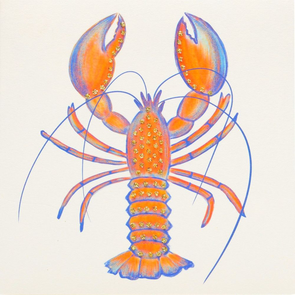 Lobster Hand Decorated Greetings Card