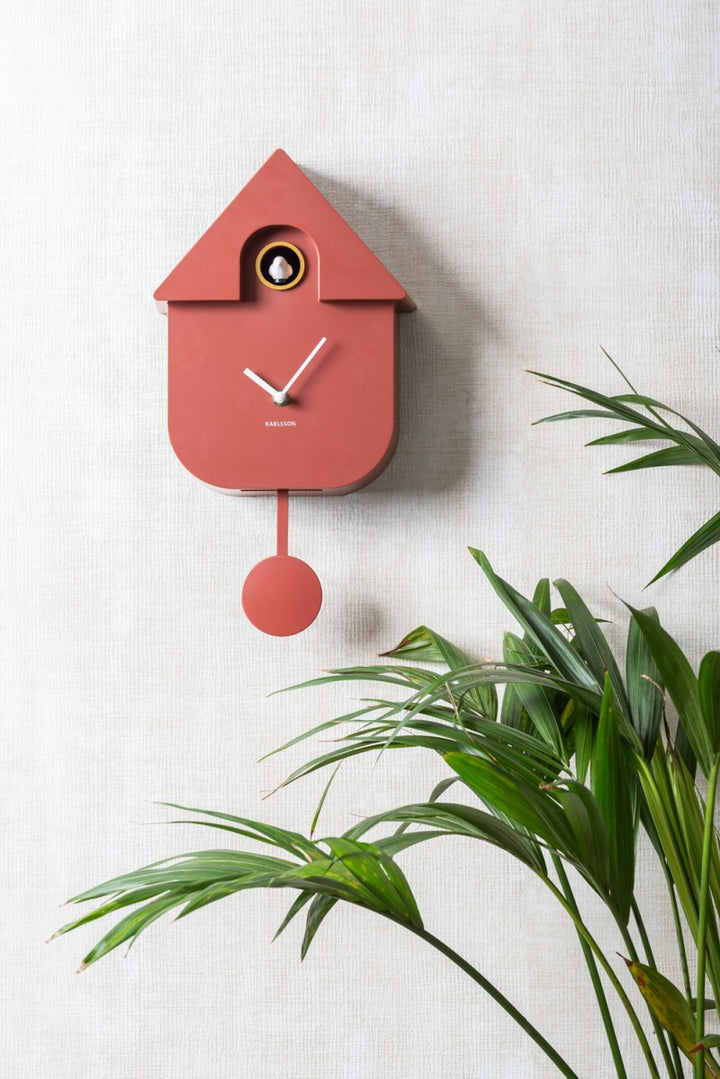 Modern Cuckoo Wall Clock - Red Ochre