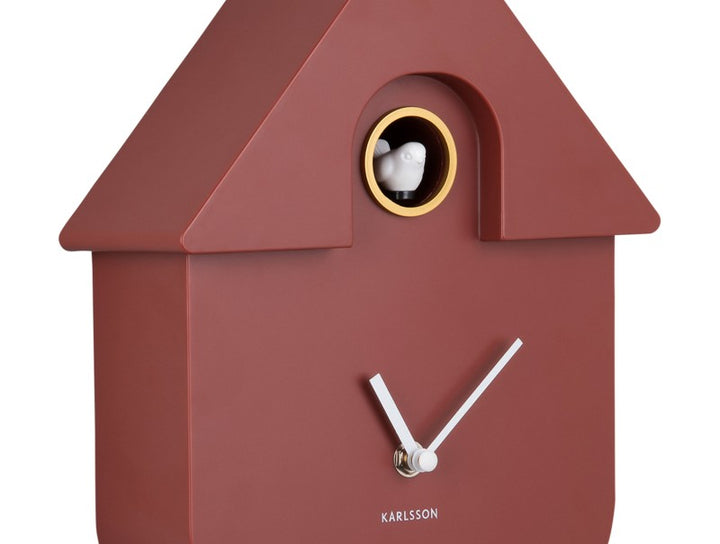 Modern Cuckoo Wall Clock - Red Ochre