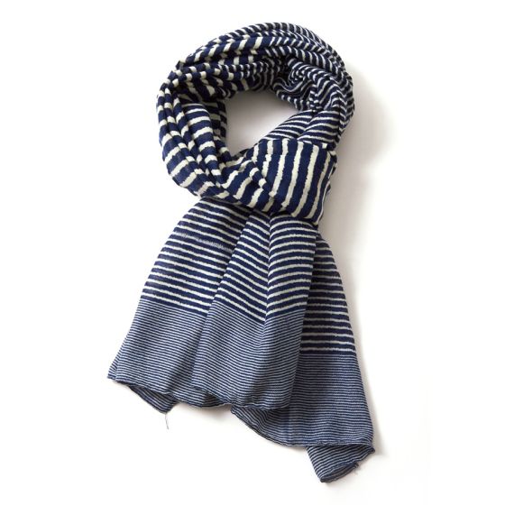 Cross Stripes Scarf - Navy