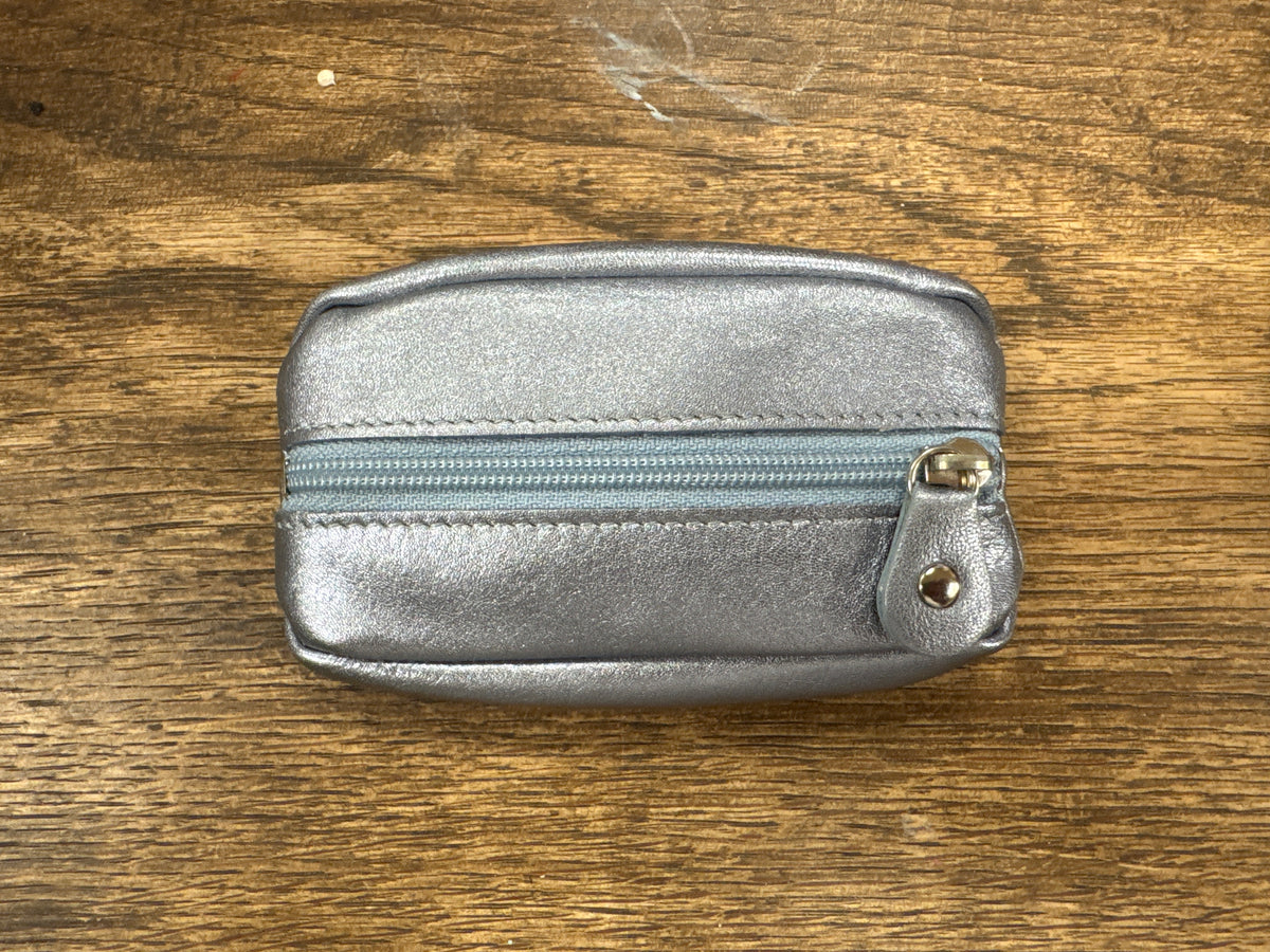 Small Leather Zipper Keyring Pouch
