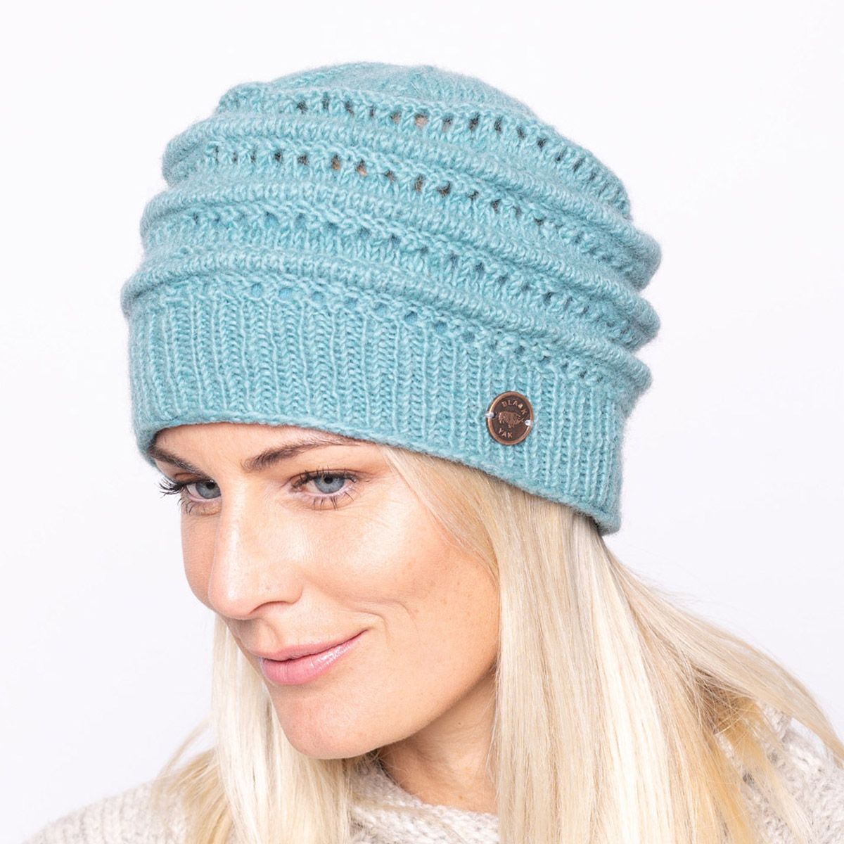 Pure Wool Lace Ridge Kinit Beanie - Eau de Nil