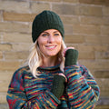Pure wool  Cable beanie - Dark Green