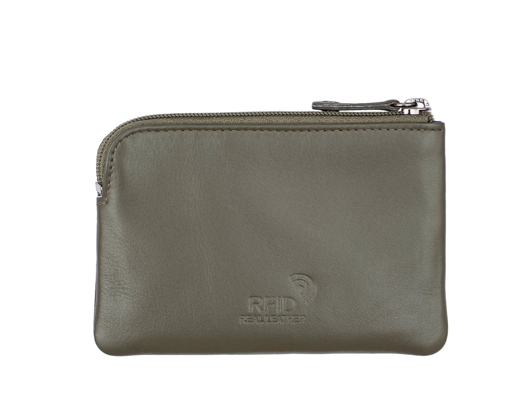 Two Tone Multi Zip Coin Purse - Olive Green