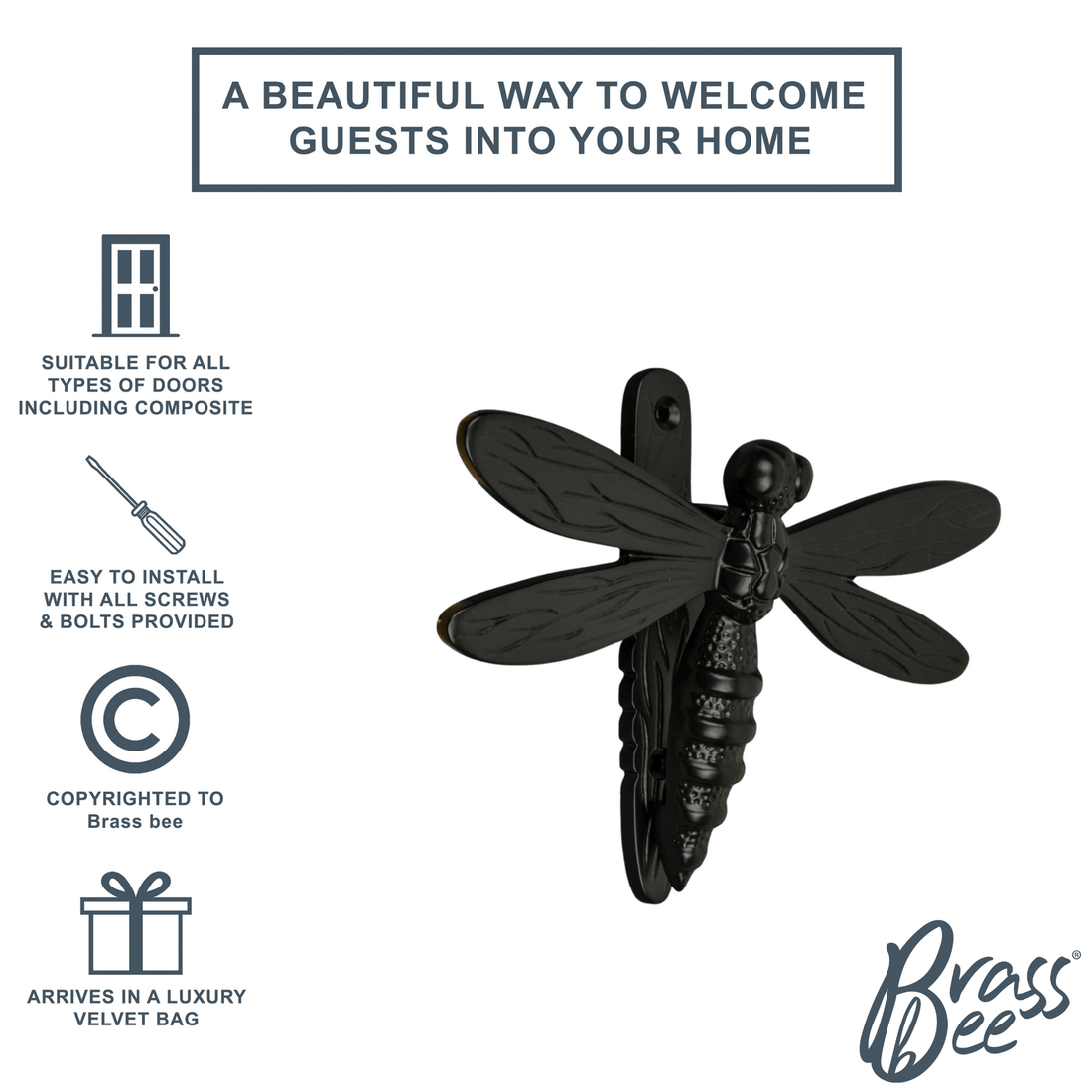 Dragonfly Door Knocker - Black Finish