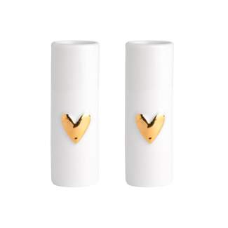 Pair Of Heart Mini Vases - Gold