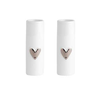 Pair Of Silver Heart Mini Vases
