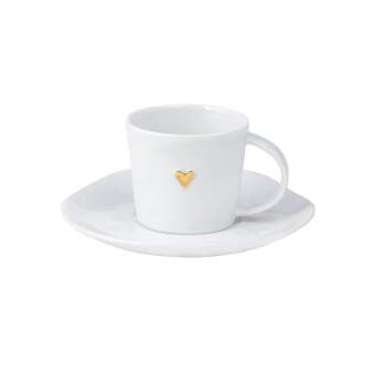 Espresso Cup And Saucer- Gold Heart