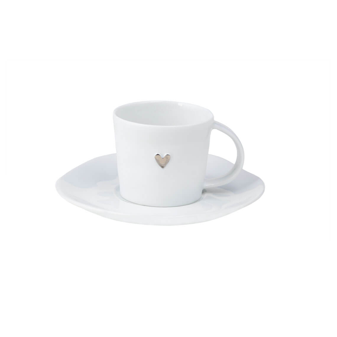 Espresso Cup And Saucer - Silver Heart