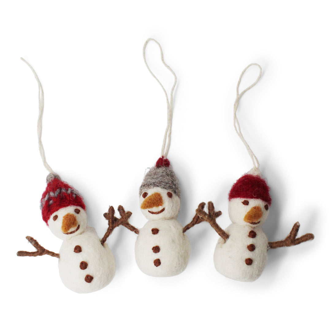 Snowmen with Hats, set of 3