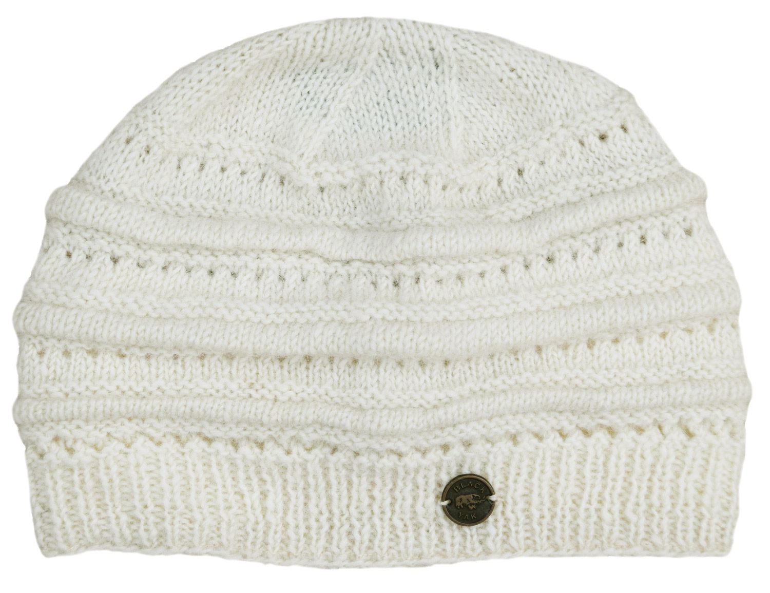 Natural White Lace Ridge Knit Pure Wool Beanie