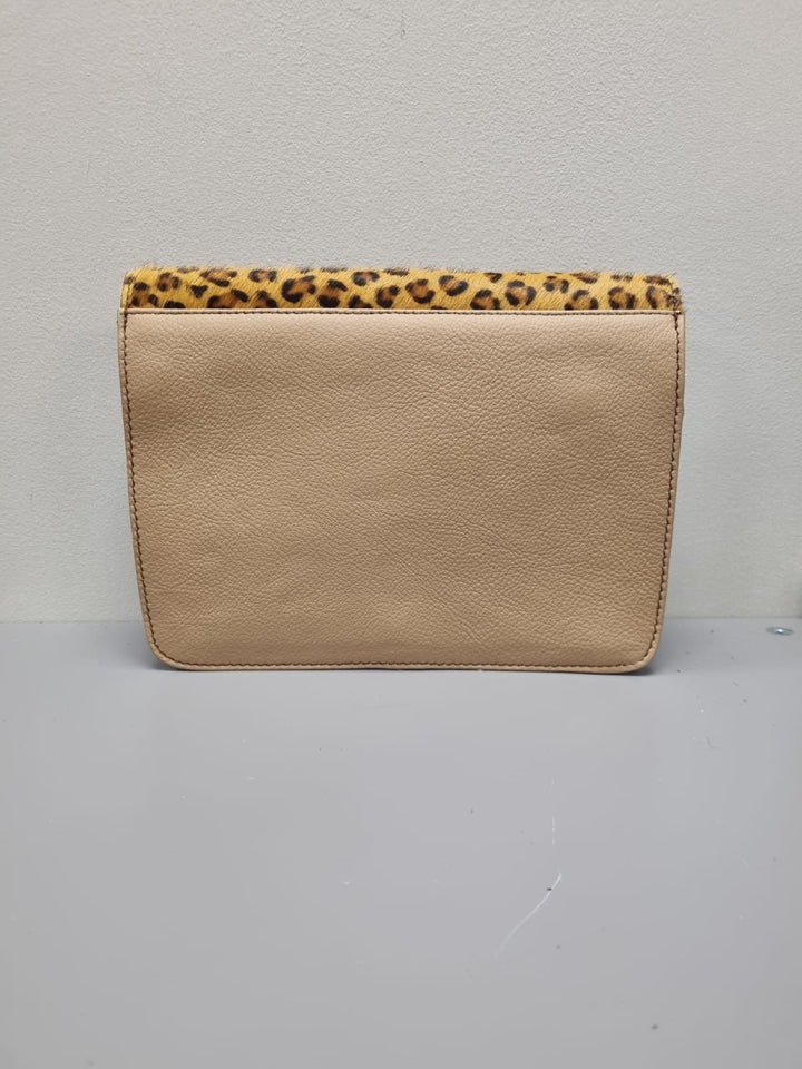 Claire Leather Cross Body Bag - Blue Suede and Animal Print