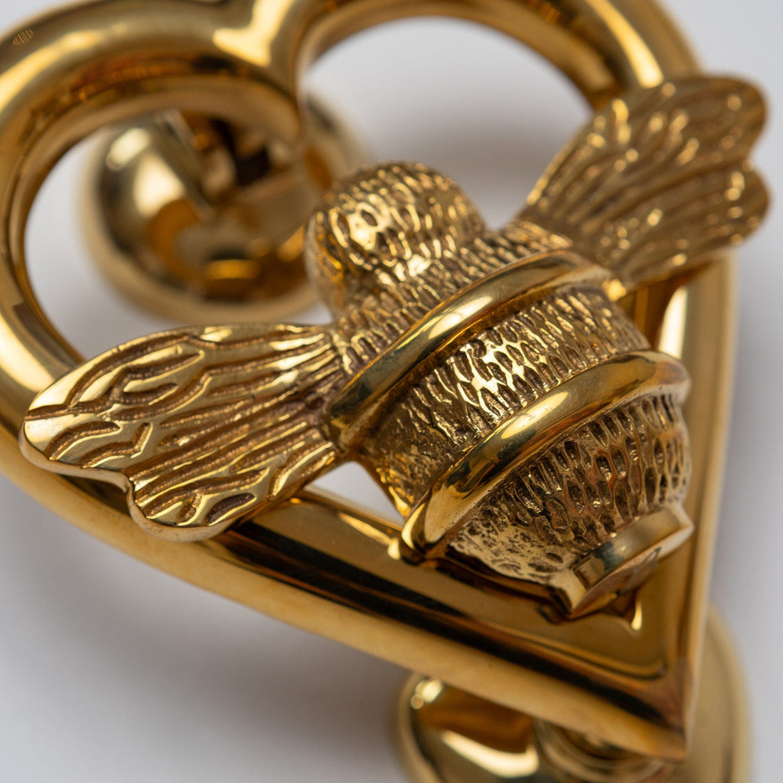Bumble Bee Heart Door Knocker - Brass Finish