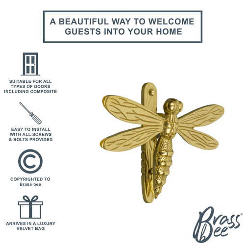 Dragonfly Door Knocker Brass Finish