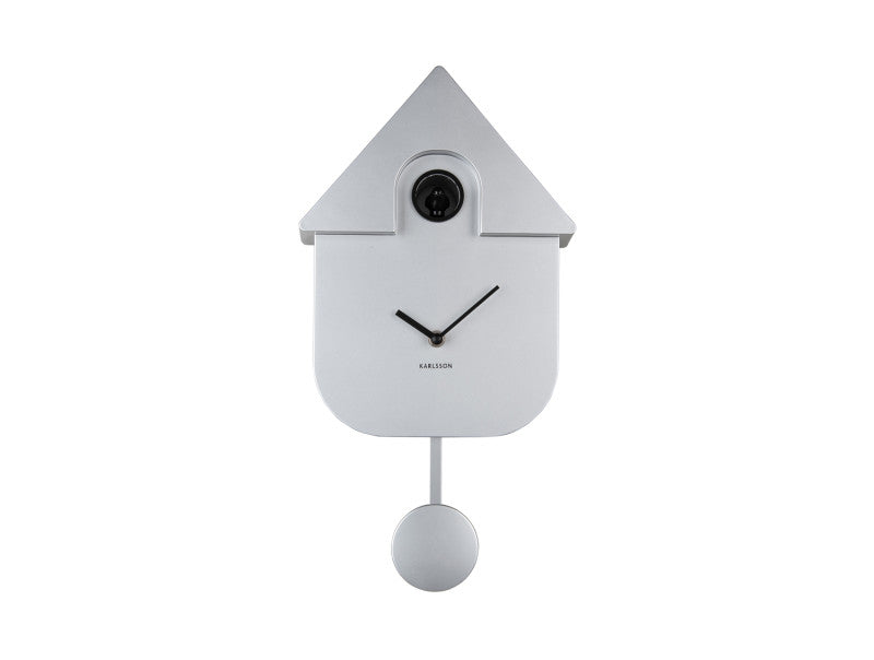 Modern Cuckoo Wall Clock - Metallic Silver