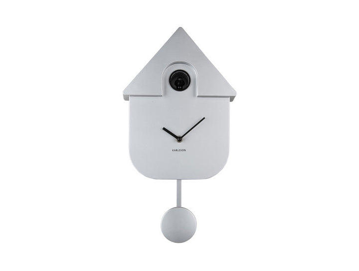 Modern Cuckoo Wall Clock - Metallic Silver