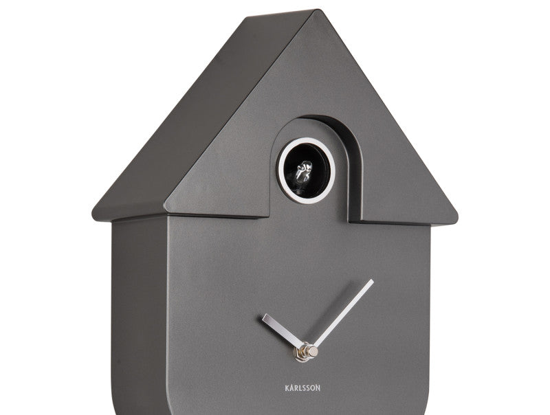 Modern Cuckoo Wall Clock - Metallic Dark Grey