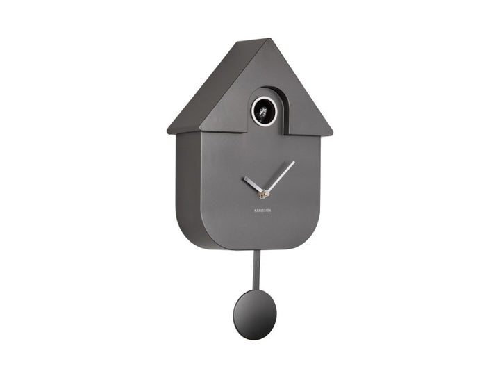 Modern Cuckoo Wall Clock - Metallic Dark Grey