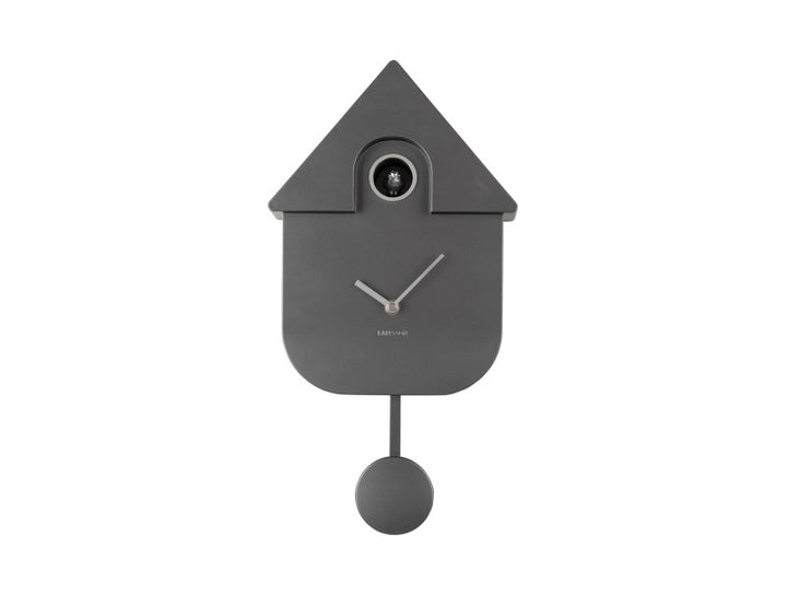 Modern Cuckoo Wall Clock - Metallic Dark Grey