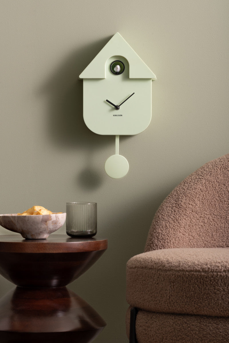 Modern Cuckoo Wall Clock - Soft Green