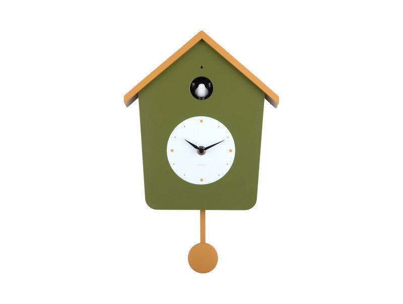 Wall Clock Cuckoo Light - Army Green/Ochre Yellow