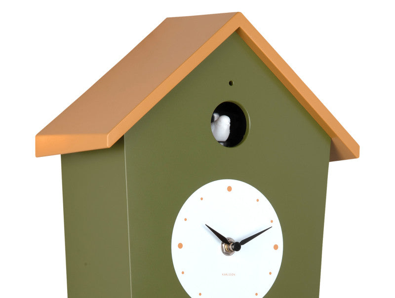 Wall Clock Cuckoo Light - Army Green/Ochre Yellow
