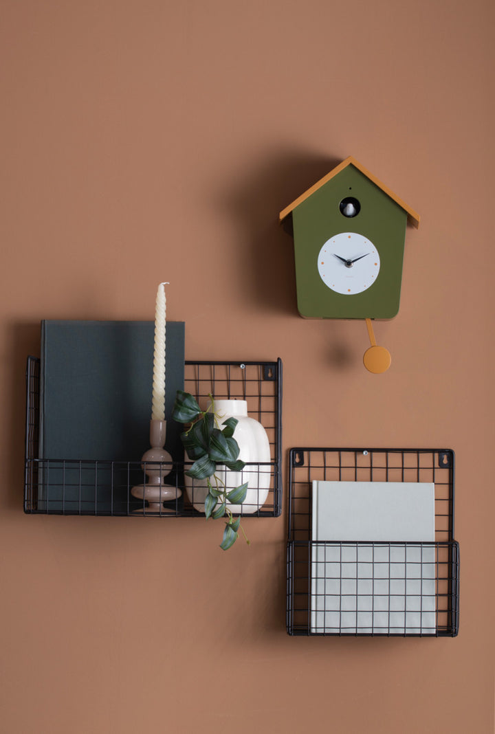 Wall Clock Cuckoo Light - Army Green/Ochre Yellow