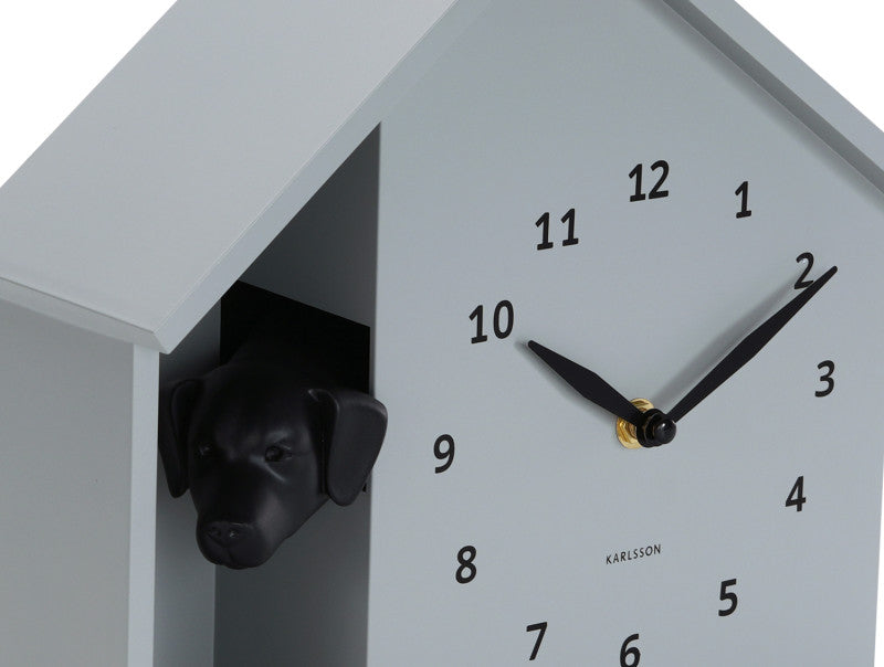 Wall Clock Peeking Doggy - Mouse Grey