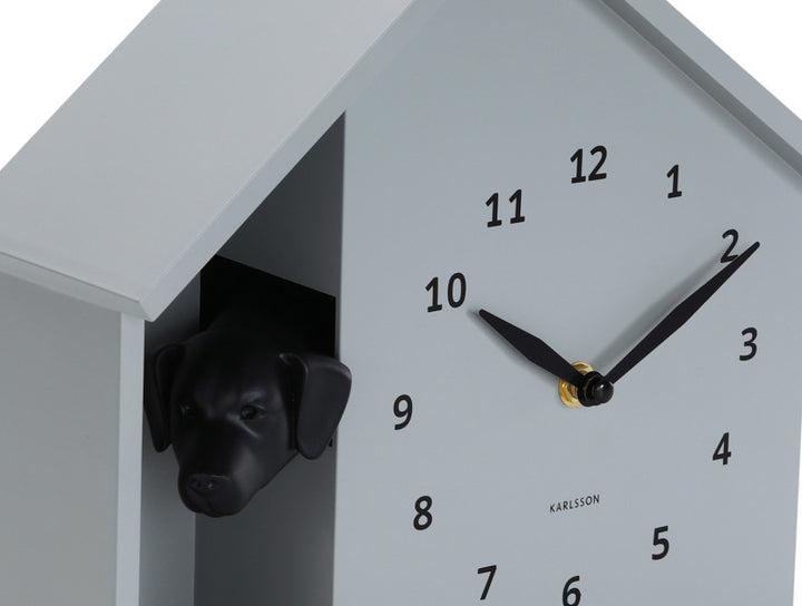 Wall Clock Peeking Doggy - Mouse Grey