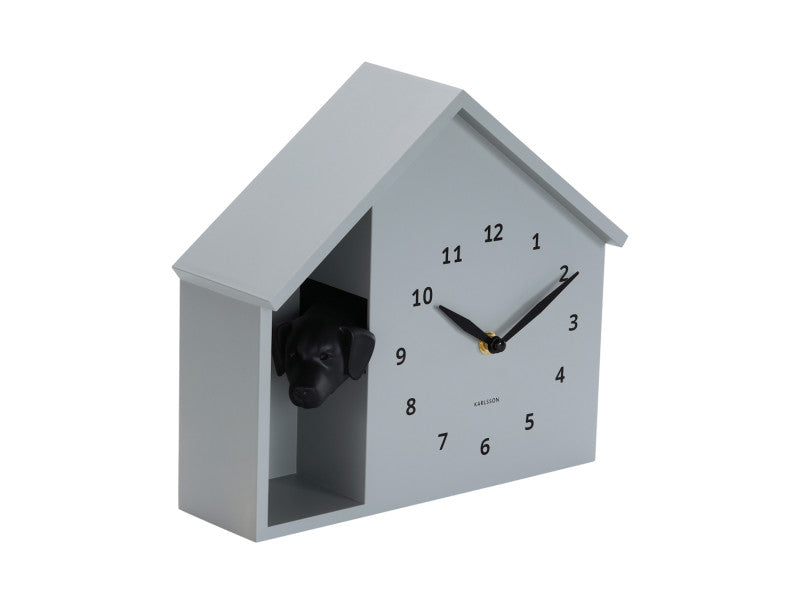 Wall Clock Peeking Doggy - Mouse Grey