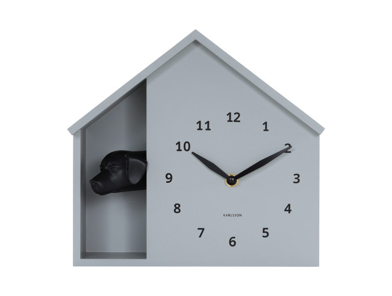 Wall Clock Peeking Doggy - Mouse Grey