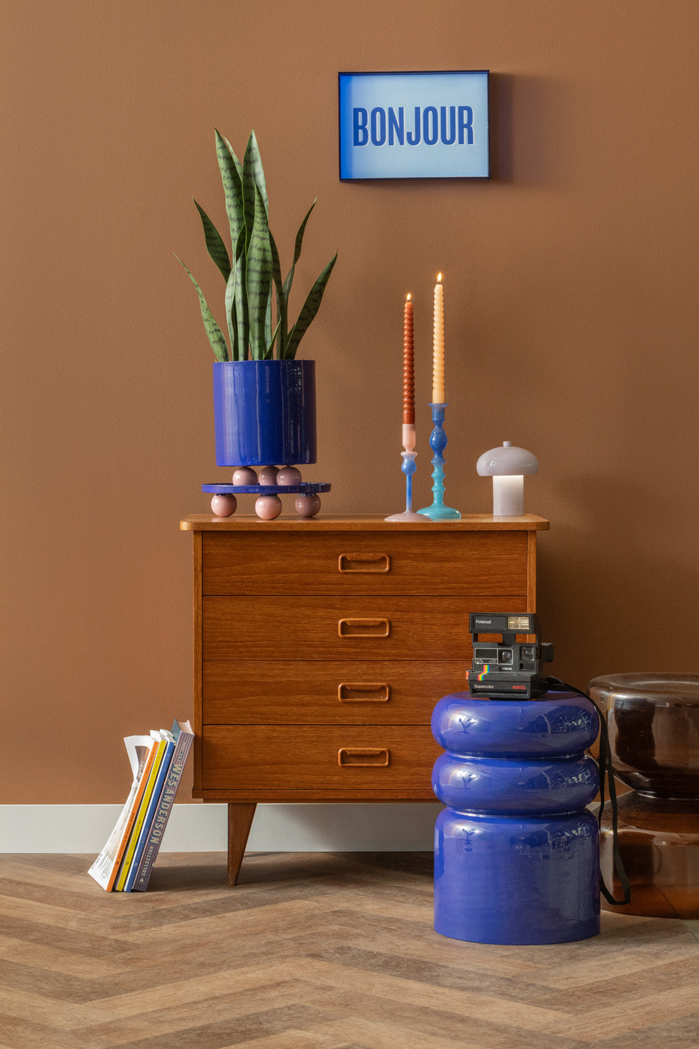 Plant Pot Double Funky - Large - Cobalt Blue