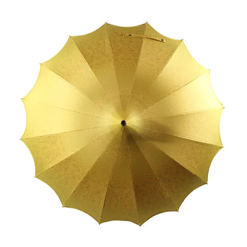Boutique Pagoda with Scalloped Edge Umbrella - Patterned Yellow