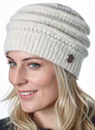 Natural White Lace Ridge Knit Pure Wool Beanie
