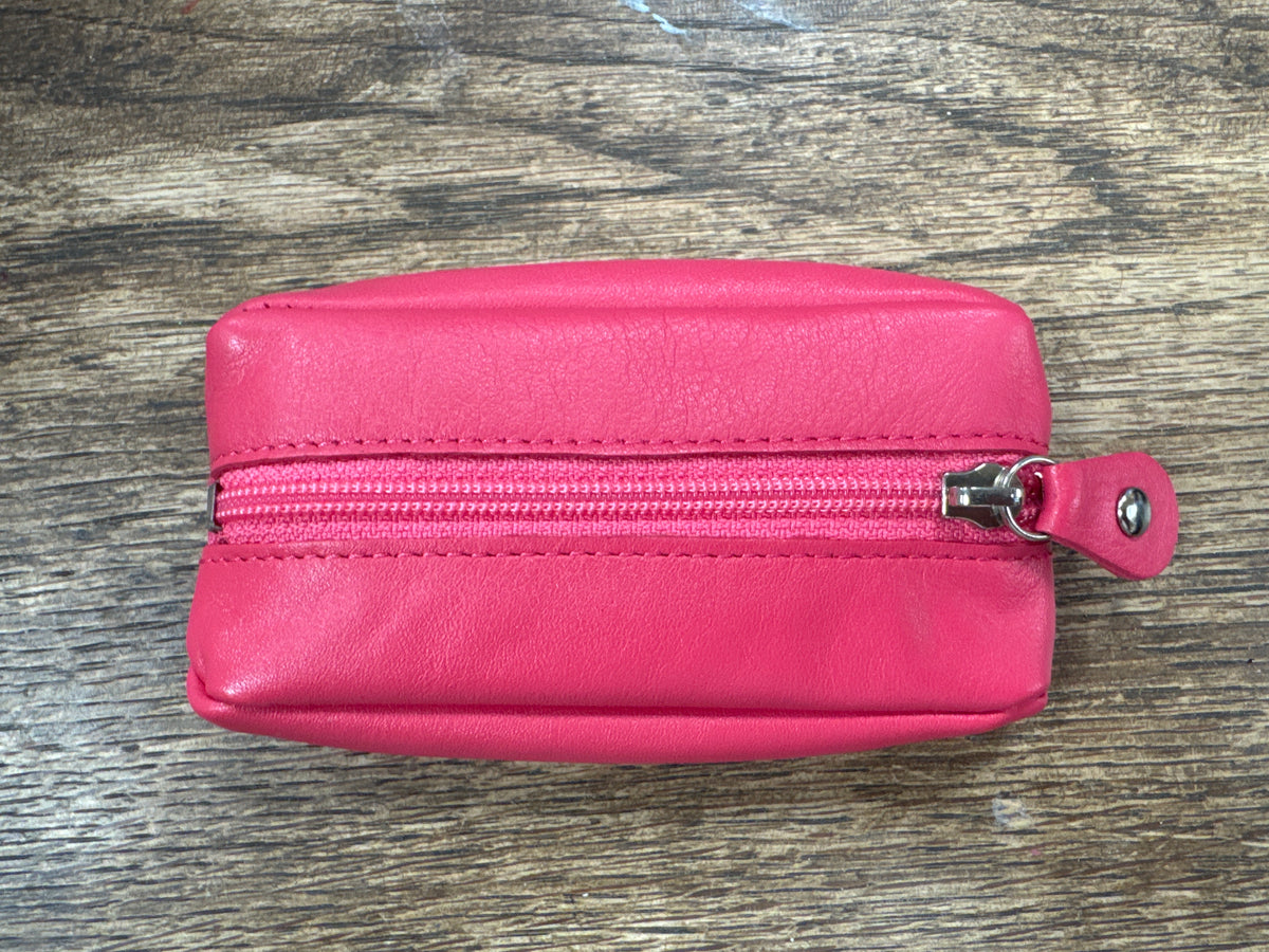 Small Leather Zipper Keyring Pouch