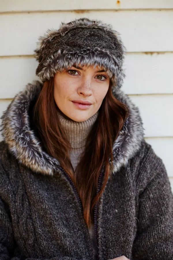 Chamonix Fur Headband - Bark