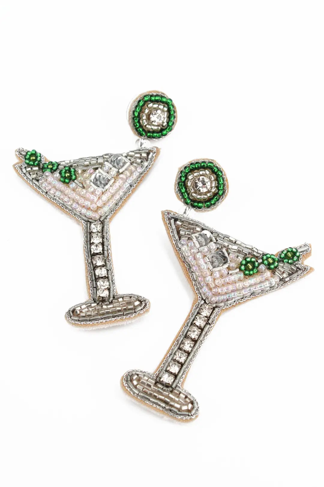 Martini Cocktail Beaded  Drop Earrings