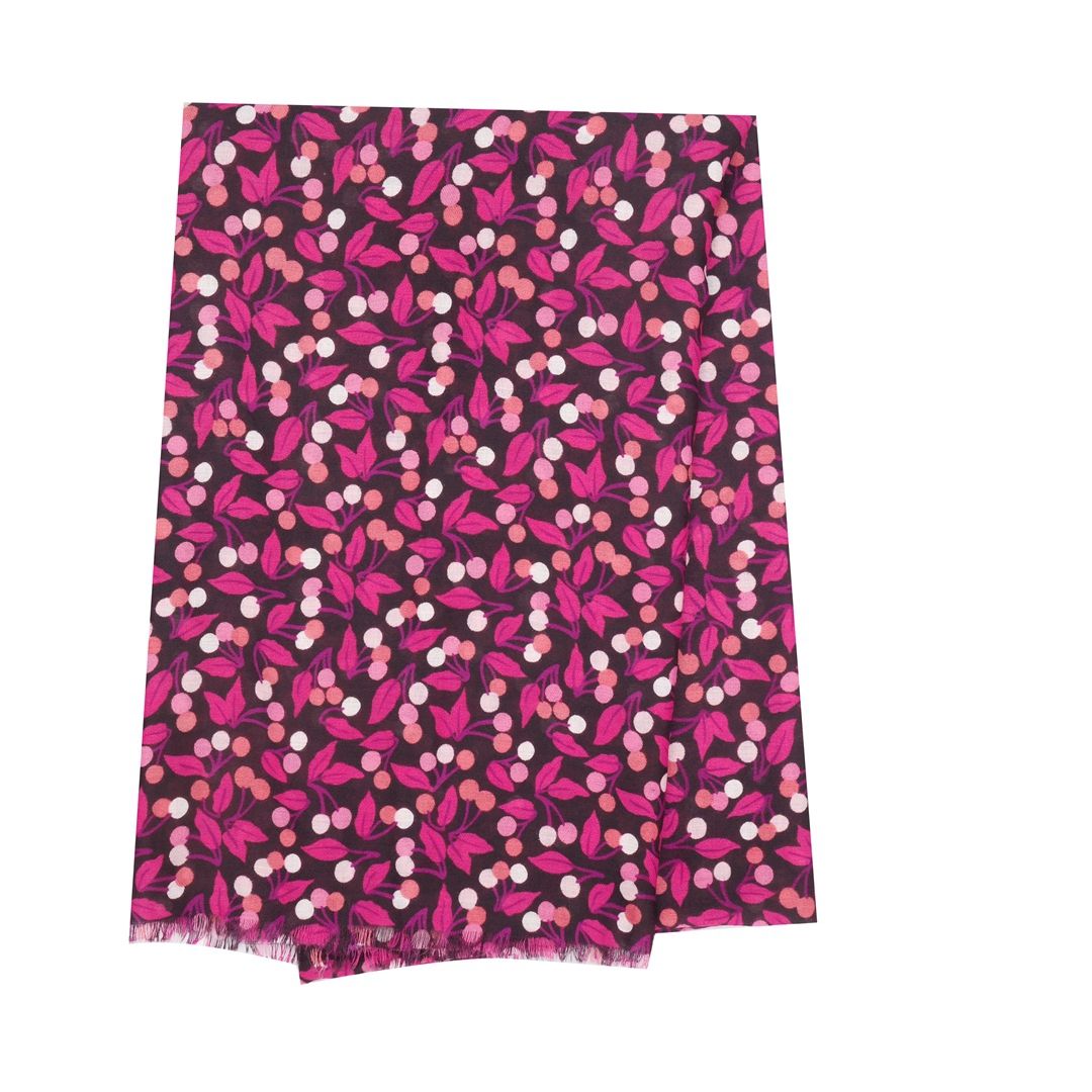 Light weight Scarf With A Berry Design - Pink