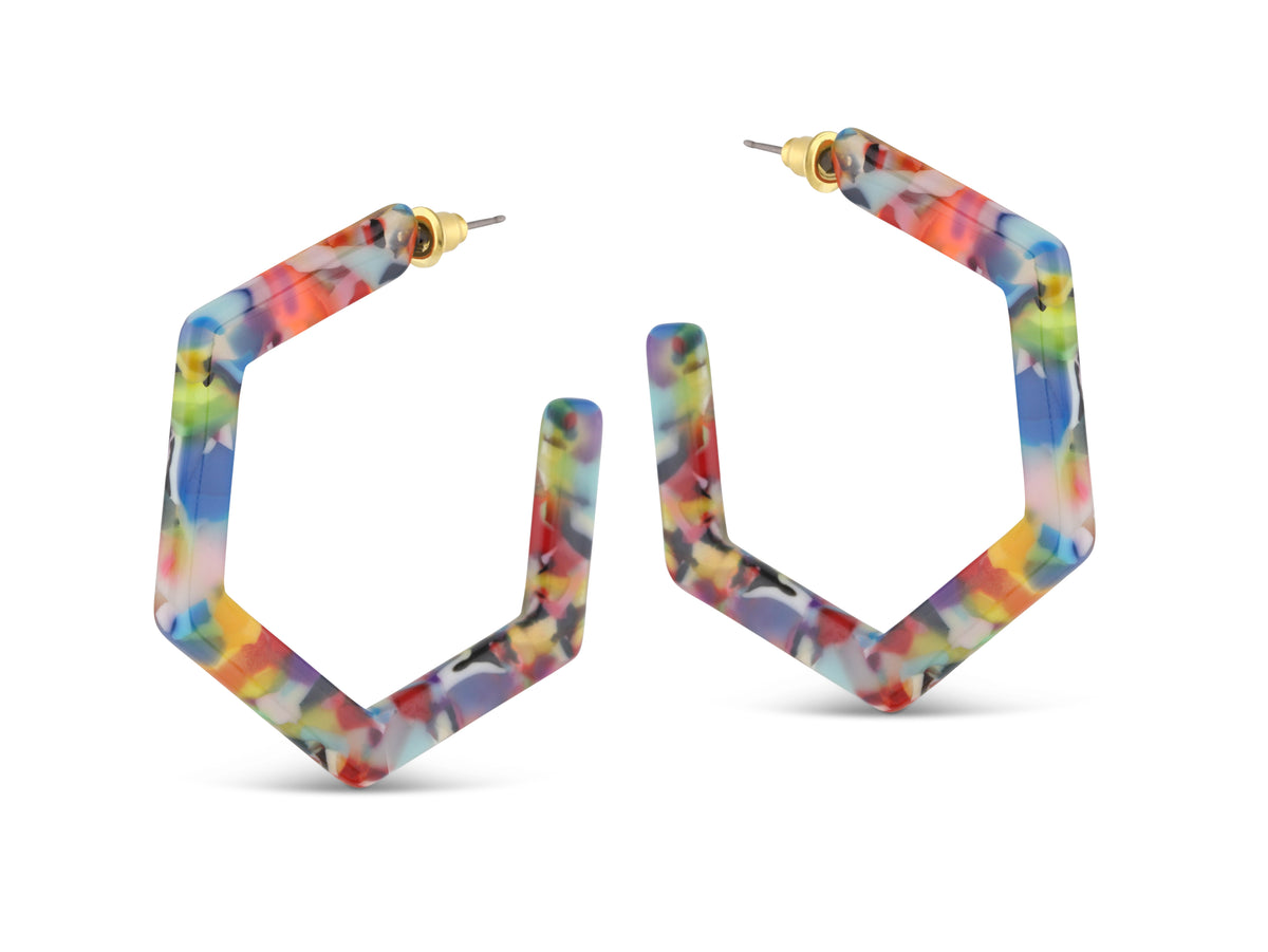 Scarlett Hexagon Resin Large Hoop Earrings