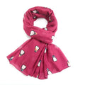 Lightweight Scarf with Penguin Pattern - Red