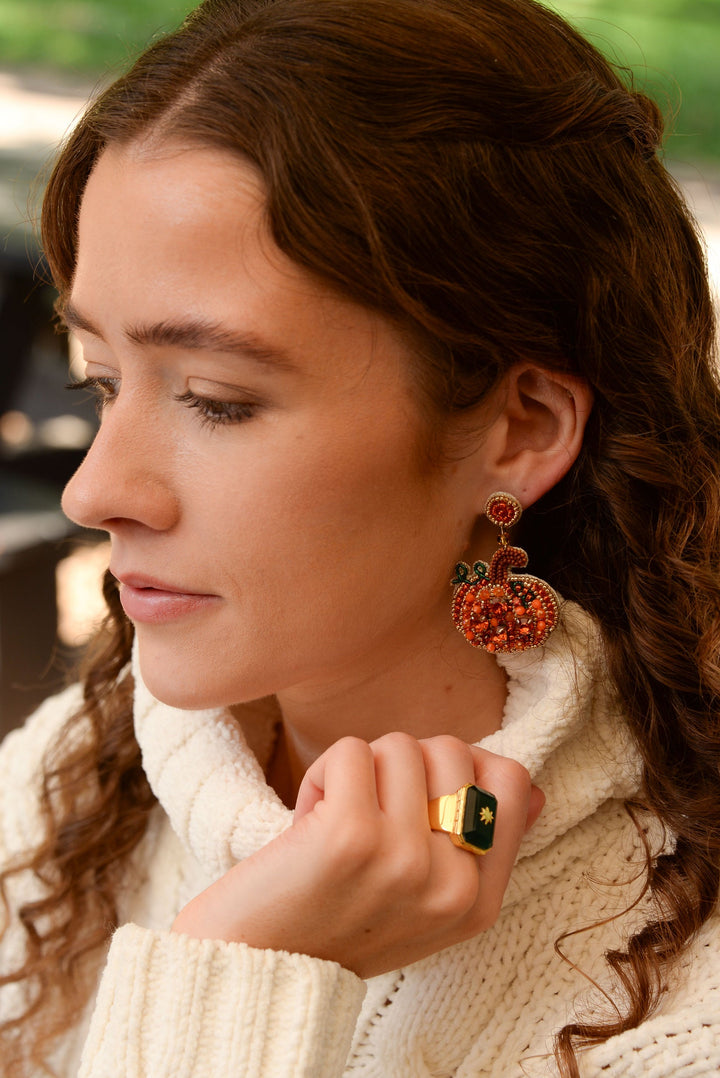 Orange Pumpkin Drop Earrings