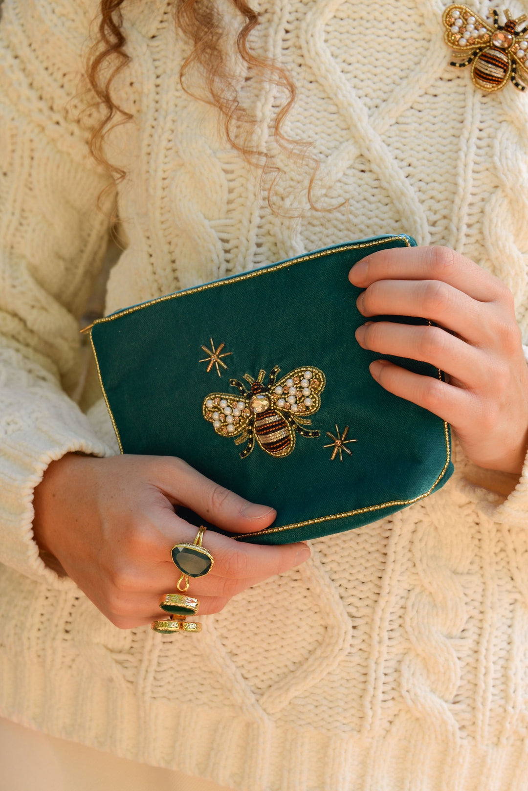 Golden Bee Motif Purse - Medium