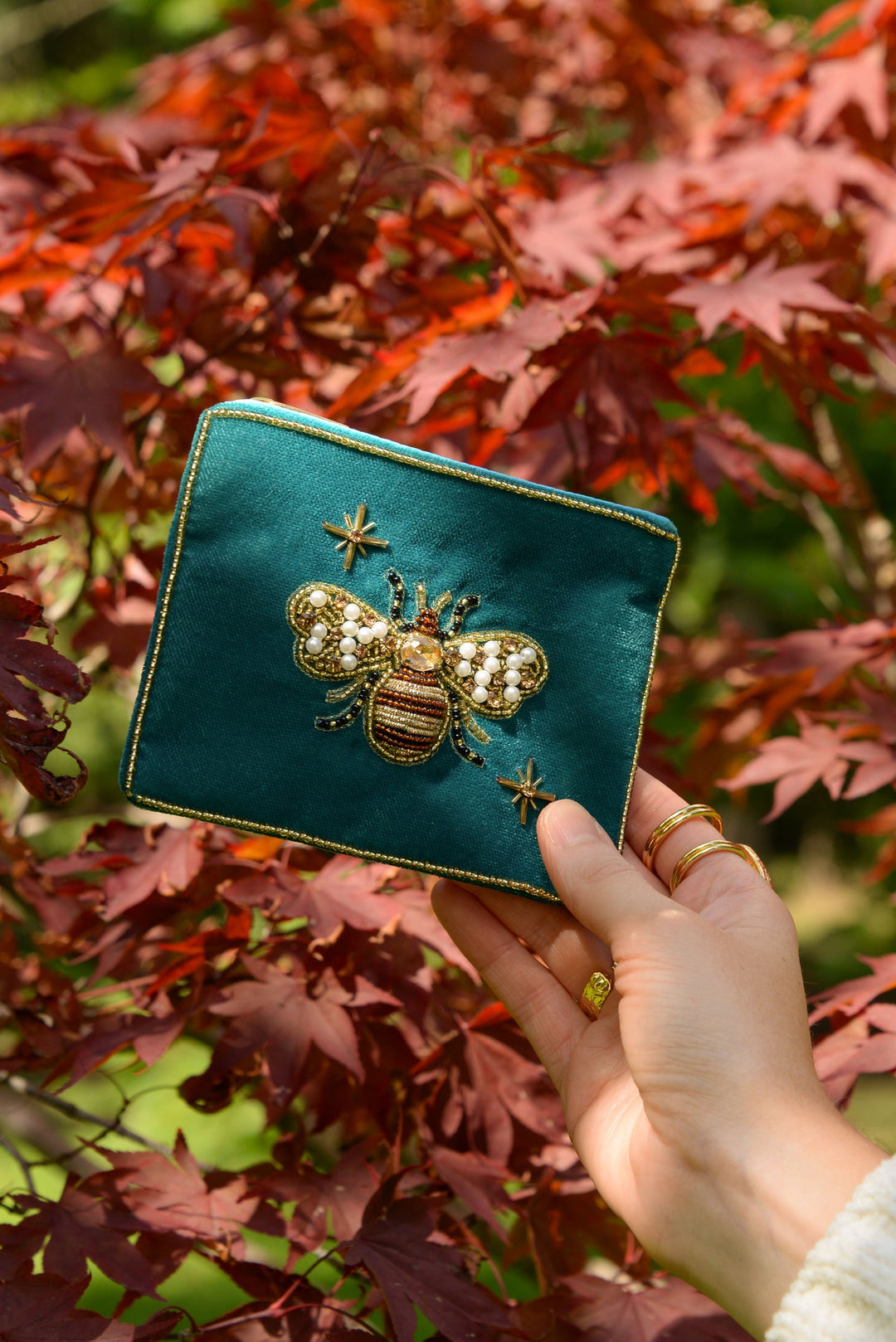 Golden Bee Beaded Purse