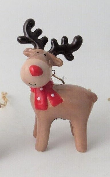 Reindeer with Red Scarf Tree Decoration
