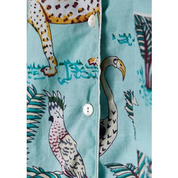 Cotton Jungle Print Pyjamas- Jade