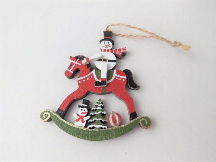 Rocking Horse with Snowman Decoration