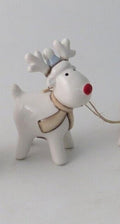White Reindeer with Blue Hat Tree Decoration