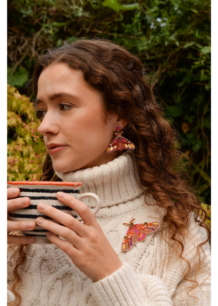 Orange Moth Bejewelled Earrings