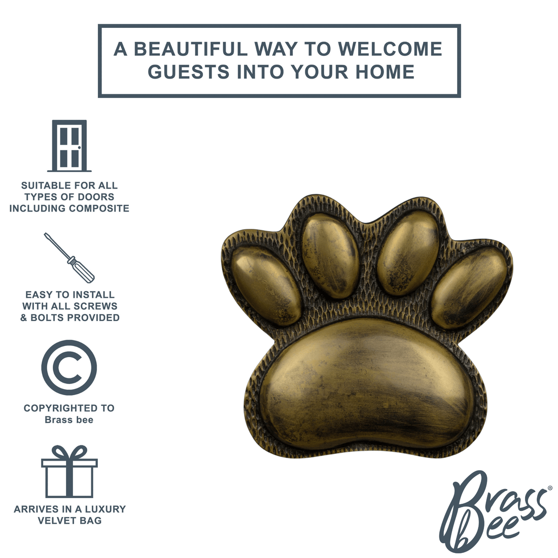 Paw Door Knocker - Heritage Finish