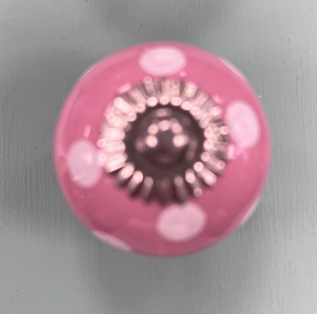 Pink with White Polka Dots Round Knob